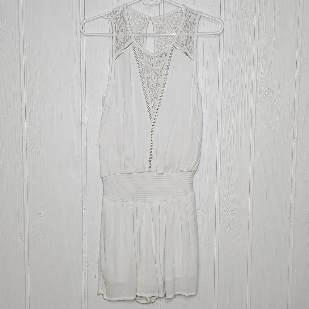 Abercrombie & Fitch Women's S White Lace Keyhole Tank Summer Romper Jumpsuit